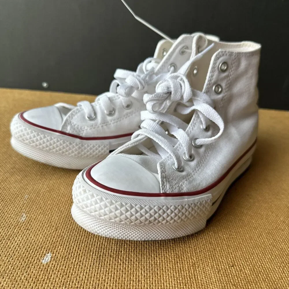 Converse Platform Chuck Taylor All Star High Top Lift Youth Sz 3 White Red Blue